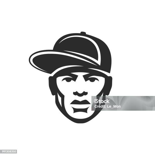 Face Rapper Man In A Cap Hip Hop Icon Stock Illustration - Download Image Now - Men, Logo, Human Face