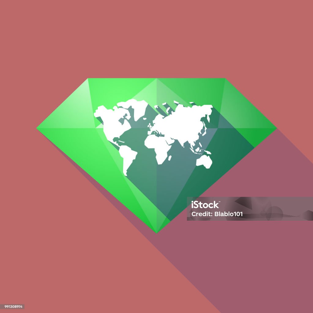 Diamond Layout World Map Long Shadow Diamond With A World Map Stock Illustration - Download ...