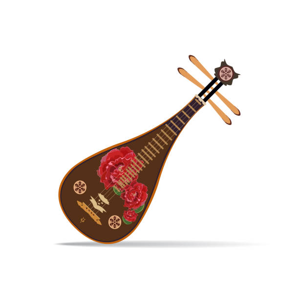 ilustrações de stock, clip art, desenhos animados e ícones de vector illustration of traditional chinese liuqin - plucking an instrument