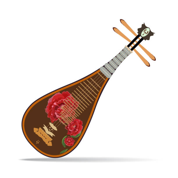 wektorowa ilustracja tradycyjnej chińskiej pipy - plucking an instrument stock illustrations