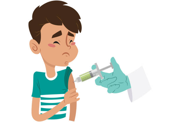 Taking preventive vaccine Taking care of health vacina stock illustrations