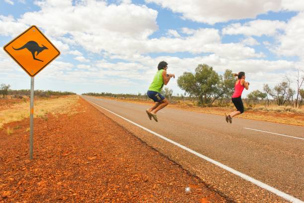 concept de vacances amusantes - emu australia northern territory outback photos et images de collection