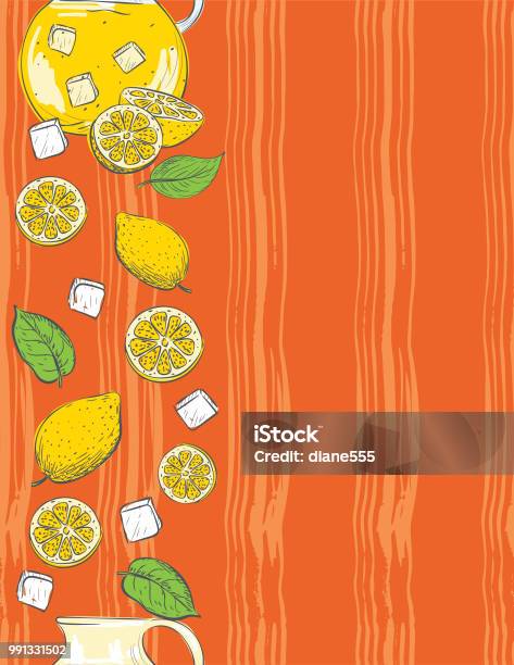 Hand Drawn Lemons Pattern Stock Illustration - Download Image Now - Backgrounds, Canada, Citrus Fruit