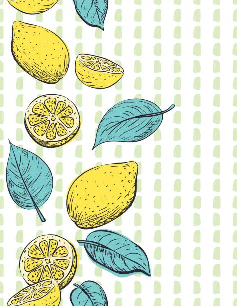 Vector illustration of Hand Drawn lemons Pattern