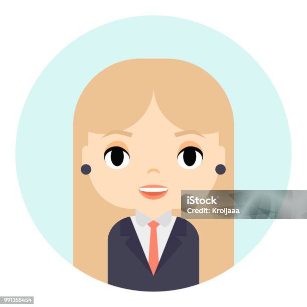 Ilustración de Avatar De Mujer Con Cara Sonriente Personaje De Dibujos Animados Femeninos Mujer De Negocios Ilustración de Avatar De Mujer Con Cara Sonriente Personaje De Dibujos Animados Femeninos Mujer De Negocios