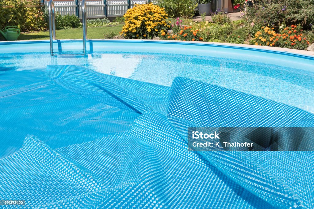 swimming pool. Opened cover Swimming Pool Stock Photo