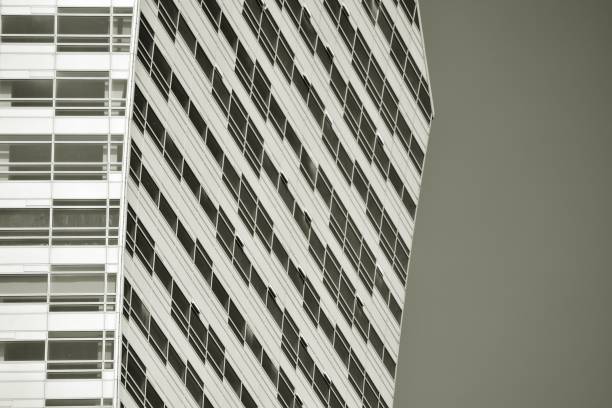 istock Modern apartment building exterior. Black and white. 991374908