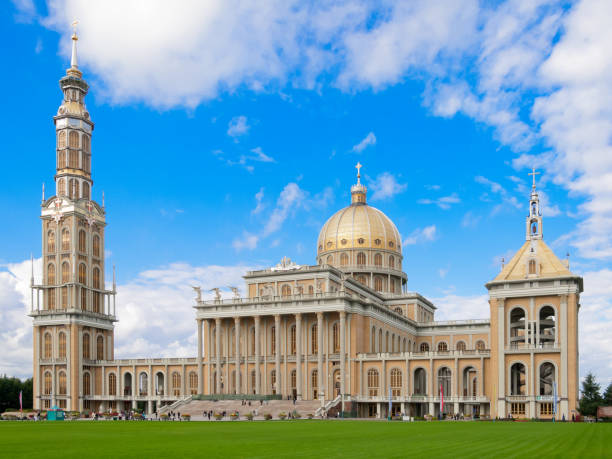 basilica st.mary's sanctuary, the largest temple in poland. - religion christianity bell tower catholicism imagens e fotografias de stock