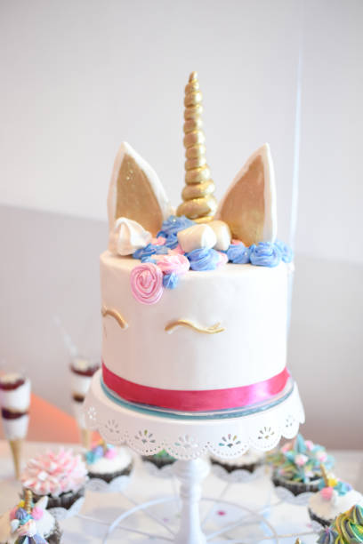 istock Sweet table and big cake for first birthday 991410860
