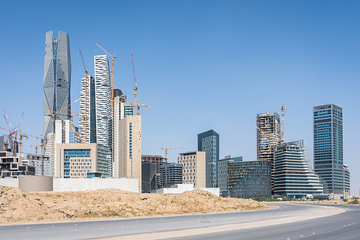 Riyadh, Saudi Arabia, KSA - December 02, 2017 new buildings being constructed in the new King Abdullah Financial District in Riyadh, Editorial