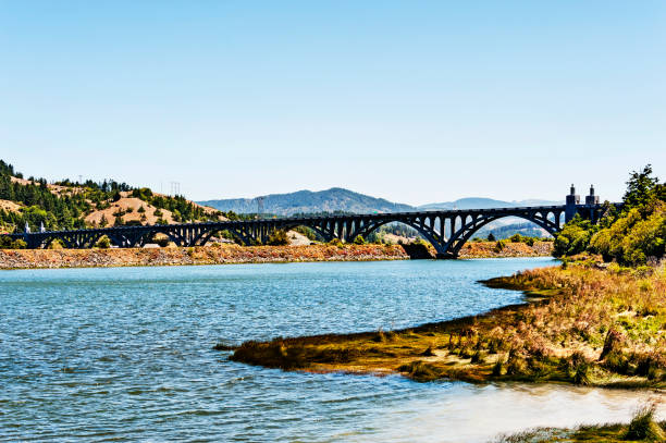 istock Patterson Bridge arch style crosses Rogue River near Gold Beach 991424344