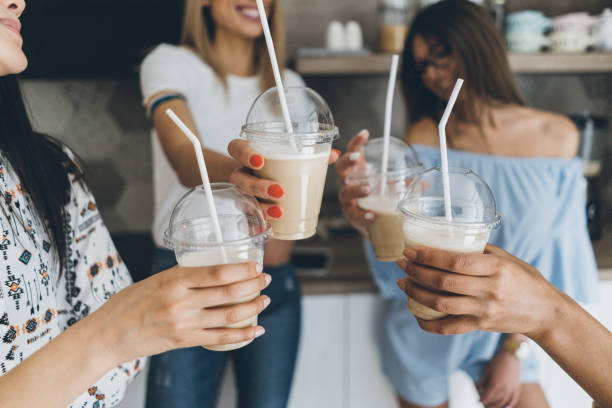 Friends drinking iced coffee