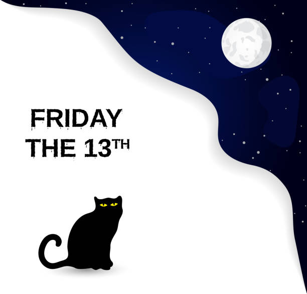 Friday the 13th poster with black cat and full moon. Vector illustration. Friday the 13th poster with black cat and full moon. Vector illustration. EPS10 cartoon of the friday 13th stock illustrations