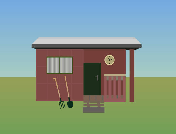 istock Vector illustration of gardening - old garden shed 991497958
