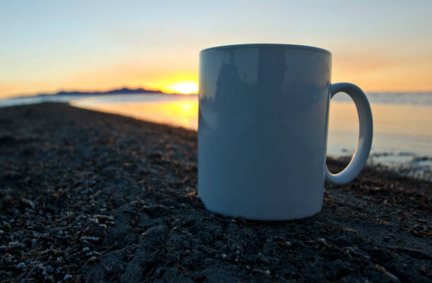 istock A close up solo blank white coffee mug on the shoreline 991504420