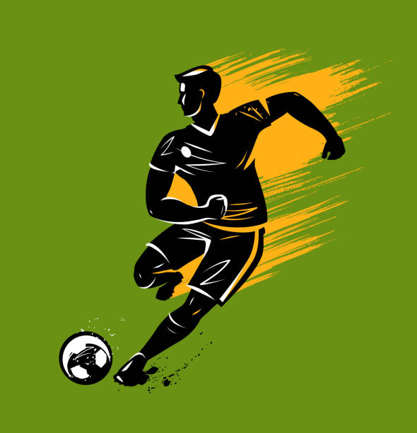 istock Soccer player runs with ball. Soccer, sport concept. Vector illustration 991505334