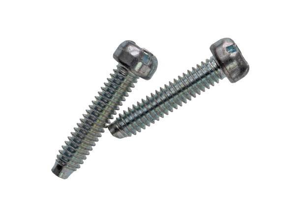 istock Two steel machine screws on a white background 991535400