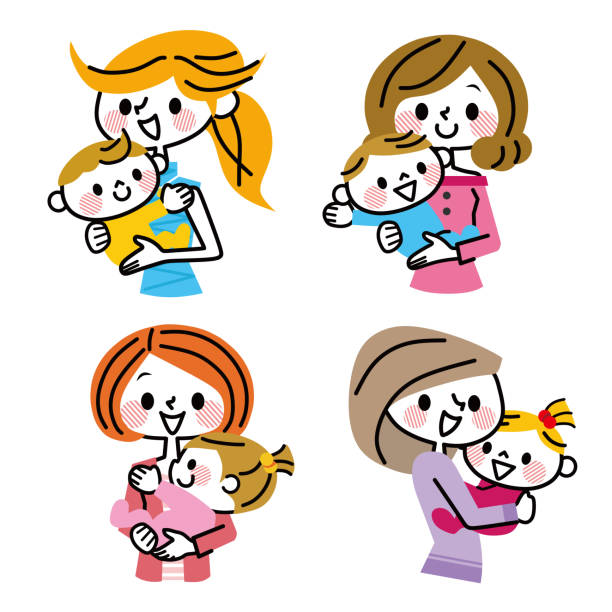 ママと赤ちゃんのグループ。 - two generation family illustrations点のイラスト素材／クリップアート素材／マンガ素材／アイコン素材