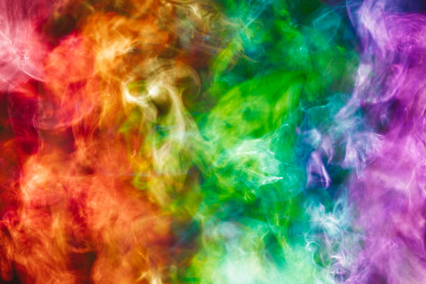 Rainbow Coloured Steam on Black Background