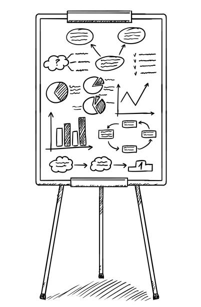 ilustracja stylu szkicu z wykresem przerzucania z danymi firmy - chart stock illustrations