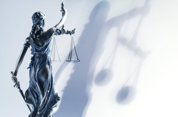 lady justice e la sua ombra - justice law legal system statue foto e immagini stock