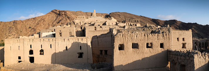 Parnoramic view of the abandoned village at Birkat-Al-Mouz, Oman.