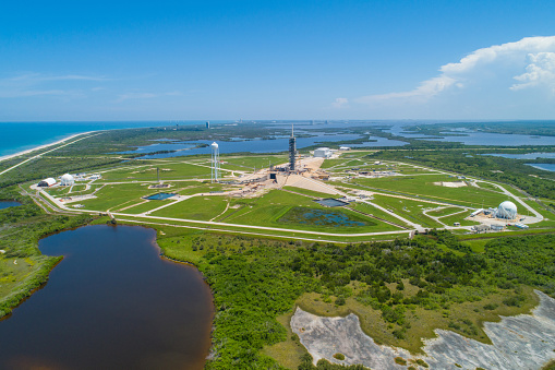 Aerial photo of a rocket launch platform site