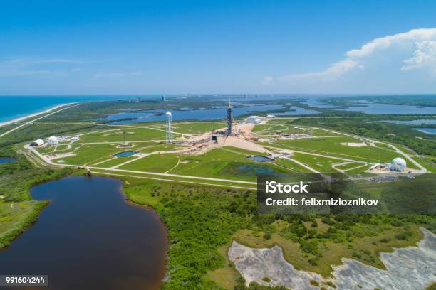Aerial Image Of A Space Rocket Launch Site Stock Photo - Download Image Now - Cape Canaveral, Launch Pad, Aerial View