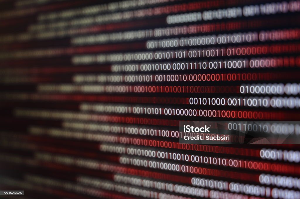 Red Binary Code Background Computer Problems Concept Black Background ...