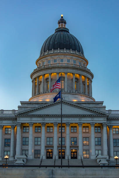 istock Front of Utah State Capital building at twilight 991675220