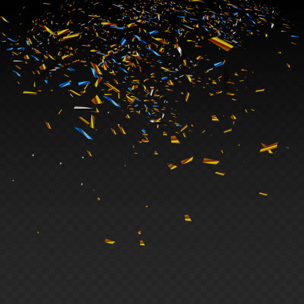 istock Golden Confetti. Vector Festive Illustration of Falling Shiny Confetti Isolated on Transparent Checkered Background. Holiday Decorative Tinsel Element for Design 991696056