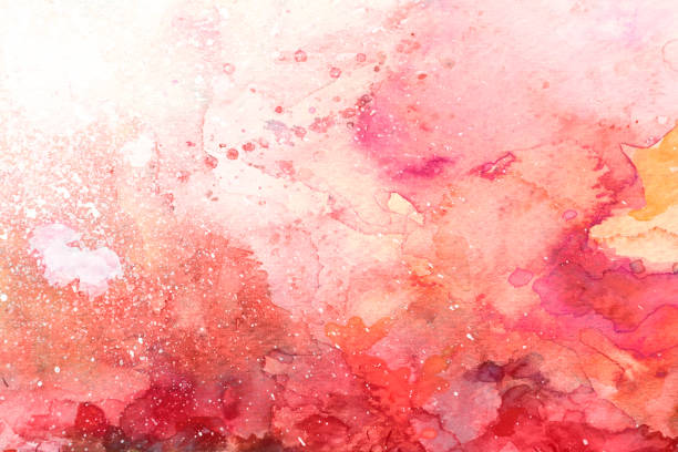 istock Red watercolor background with splashes on white 991776130