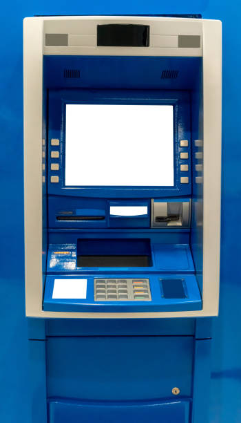 istock Blue ATM machine. The station automatic machines 991807300