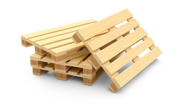 istock 3D rendering wooden pallets isolated on white background 991815626