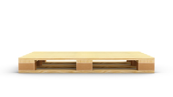 Plataforma de madera de Render 3D aislada sobre fondo blanco photo
