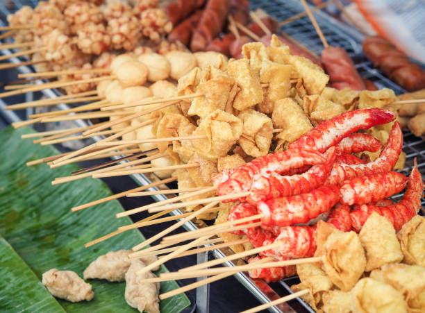 istock Fried various meatballs sticks , Thaifood 991835084
