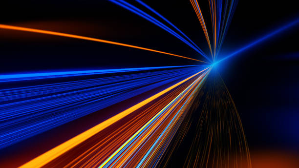 istock Speed motion on the neon glowing road at dark. 991837184