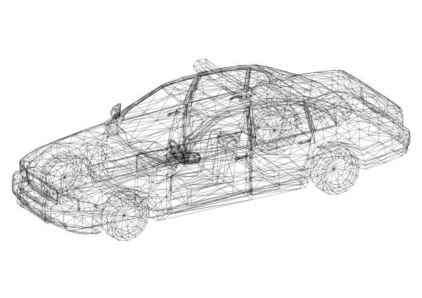 istock Police Car Concept - Architect Blueprint - isolated 991874020