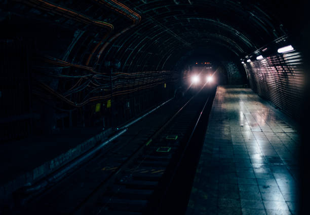 istock Prague subway train arriving at Mustek station. 991887332