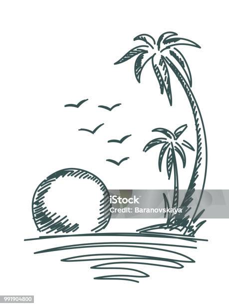 Palm Trees Vector Stock Illustration - Download Image Now - Palm Tree, Art, Beach