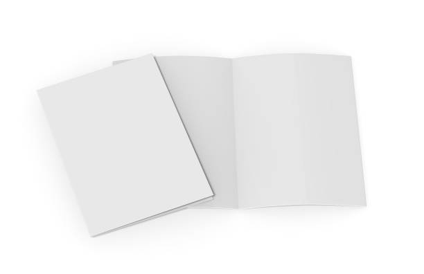istock A4 half-fold brochure blank white template on isolated white background, bi-fold brochure for mock up and presentation design, 3d illustration. 991913374