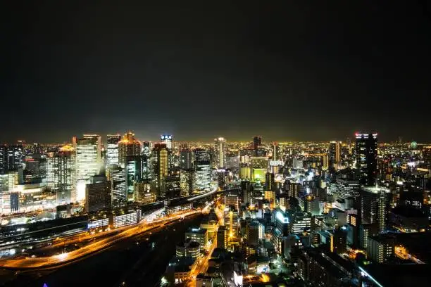 the photo taken from the Umeda Sky Building, Osaka , Japan