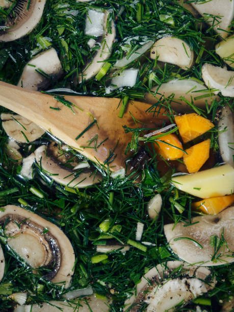 Mushroom soup cooking