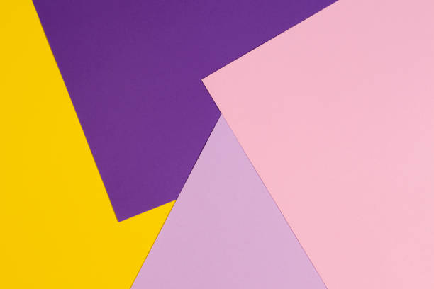 istock Color papers geometry flat composition background with violet, purple, pink, yellow tones. 991940808