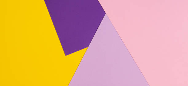 istock Color papers geometry flat composition background with violet, purple, pink, yellow tones. 991955278