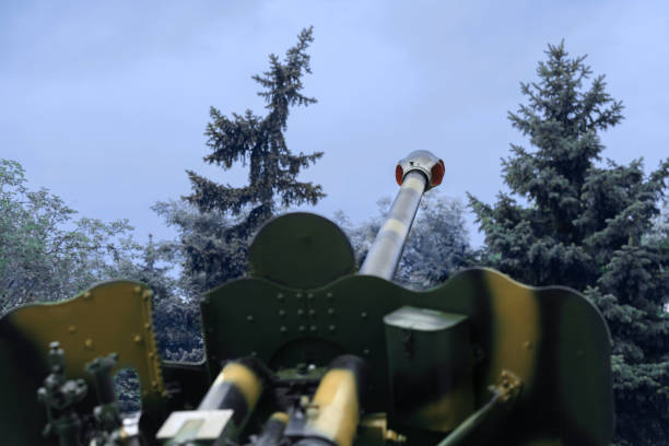 istock Barrel of gun mount aiming at the sky 991971366