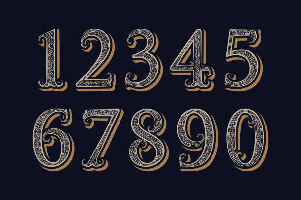 Royal vintage numbers in victorian classic style.