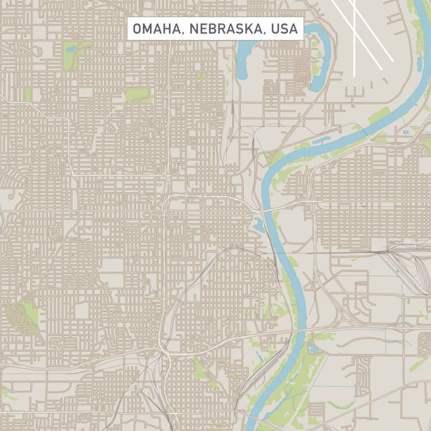 ilustraciones, imágenes clip art, dibujos animados e iconos de stock de mapa de calle de la ciudad de omaha nebraska estados unidos - nebraska omaha nebraska map road