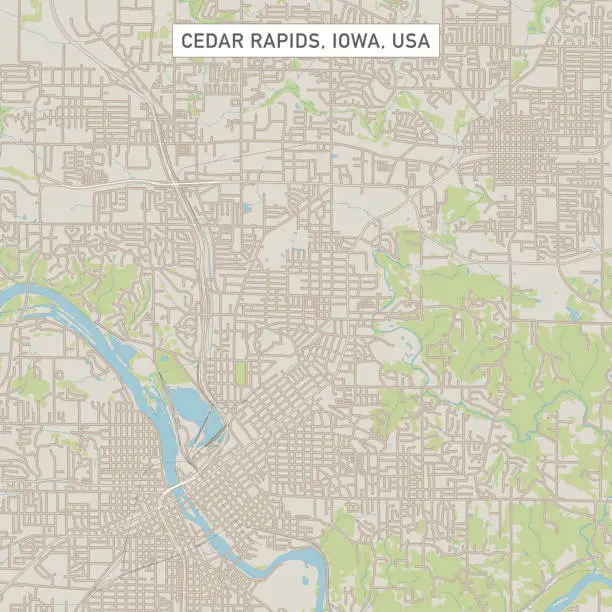 Vector illustration of Cedar Rapids Iowa US City Street Map