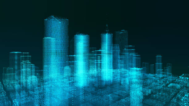 istock isometric 3d hologram of cityscape with motion effect 991978776